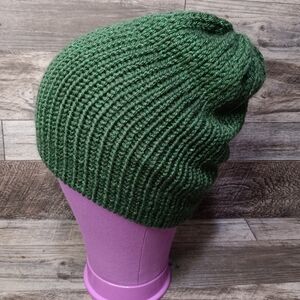 🌟 Hand Knitted Dark Green Sparkle Beanie - One Size Fits All 🌟